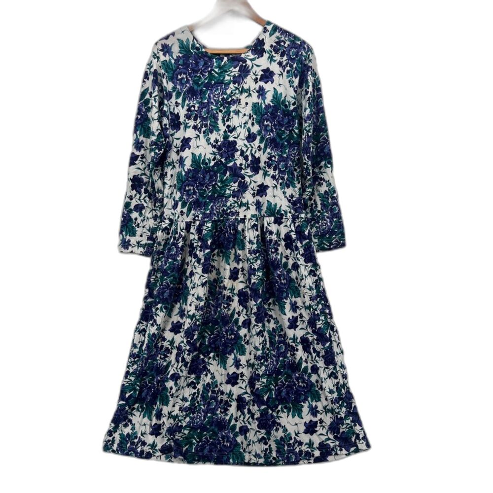 Floral Print Maxi Peasant Prairie Dress Boho Garden‎ Whimsical Romantic Size LG*